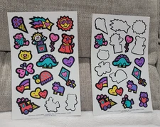 Vintage Current Inc. "Cute & Sweet" 90's Sticker Sheet Rainbow Dinosaur Heart