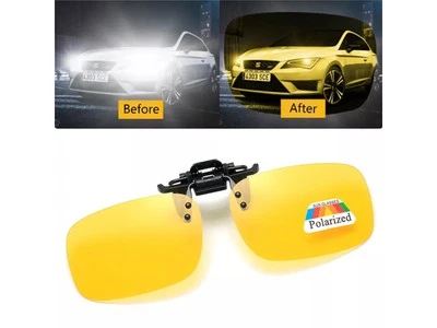 ENGINESS Night Driving Glasses Clip On Anti Glare Polarised UV400 Yellow Lens