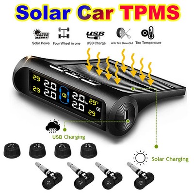 Solar Power Car Tire Pressure Alarm Monitor System Auto Security Alarm Systems