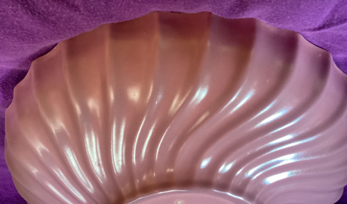 METLOX YORKSHIRE SWIRL  13 1/8” CENTERPIECE /CONSOLE no. 532 OLD ROSE 1936 - Afbeelding 10 van 15