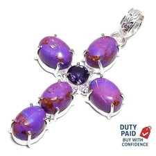 Valentines Deal 925 Silver Natural Copper Purple Turuqoise Daughter New Pendant