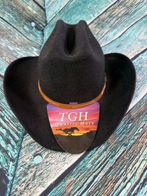 TGH Quality Cowboy Hat Made in Mexico S Black with Brown Band New