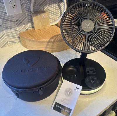 Venty Portable Oscillating Fan Black Travel Case Light Tested Works With Remote