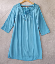 Diane von Furstenberg Dress Womens Size 10 Sky Blue Crepe Tiered Tie Neckline