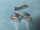 VTG MCM Silver W/Black  Enamel Cufflinks and Matching Tie Clip — photo 5