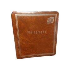 Vintage Picture Album Photos Brown 21 Removable Pages 3 Ring Binder Photographs