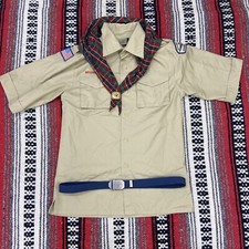 Boy Scouts Of America Uniform Shirt Youth Sz L w/ Patch Neckerchief  Belt Lot