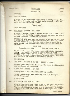 Screenplay China Pass 1942 by Lester Cole Complete Hollywood 10 Blacklist  |
