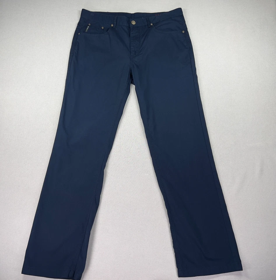 Armani Jeans Amandi Pants Men Size 36 (36x31) Navy Blue 100% Cotton Straight Leg - Image 3 of 4