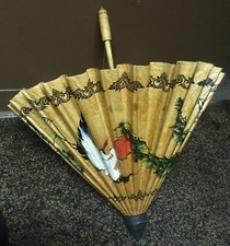 Asian painted decorative hanging parasol