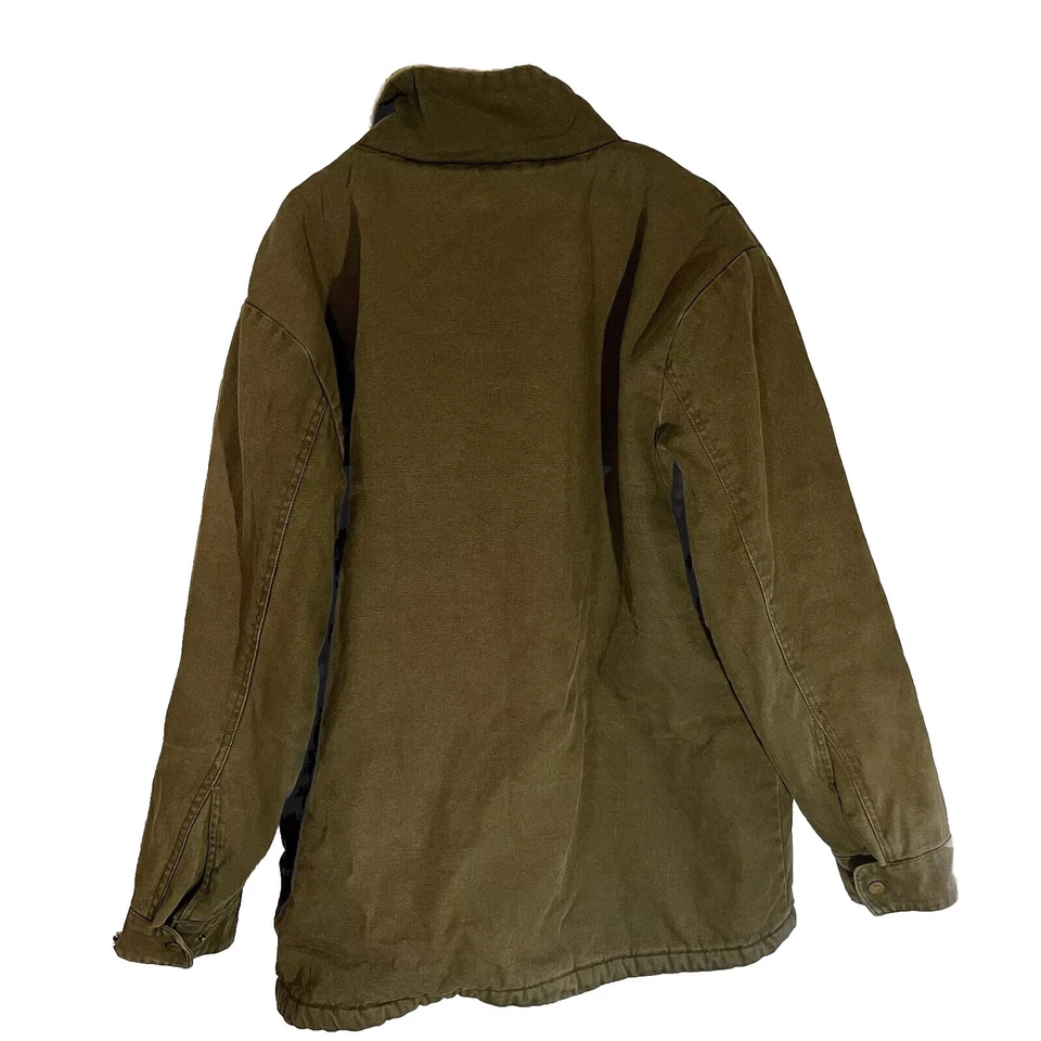Lee 男式野战外套 XL 橄榄绿色 Chore 夹克口袋全拉链夏尔巴内衬 — 第 2/4 张图片