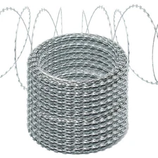 TECSPACE 10 Rolls Razor Barbed Wire for Fence, Farm, Garden, Home(500FT Length)