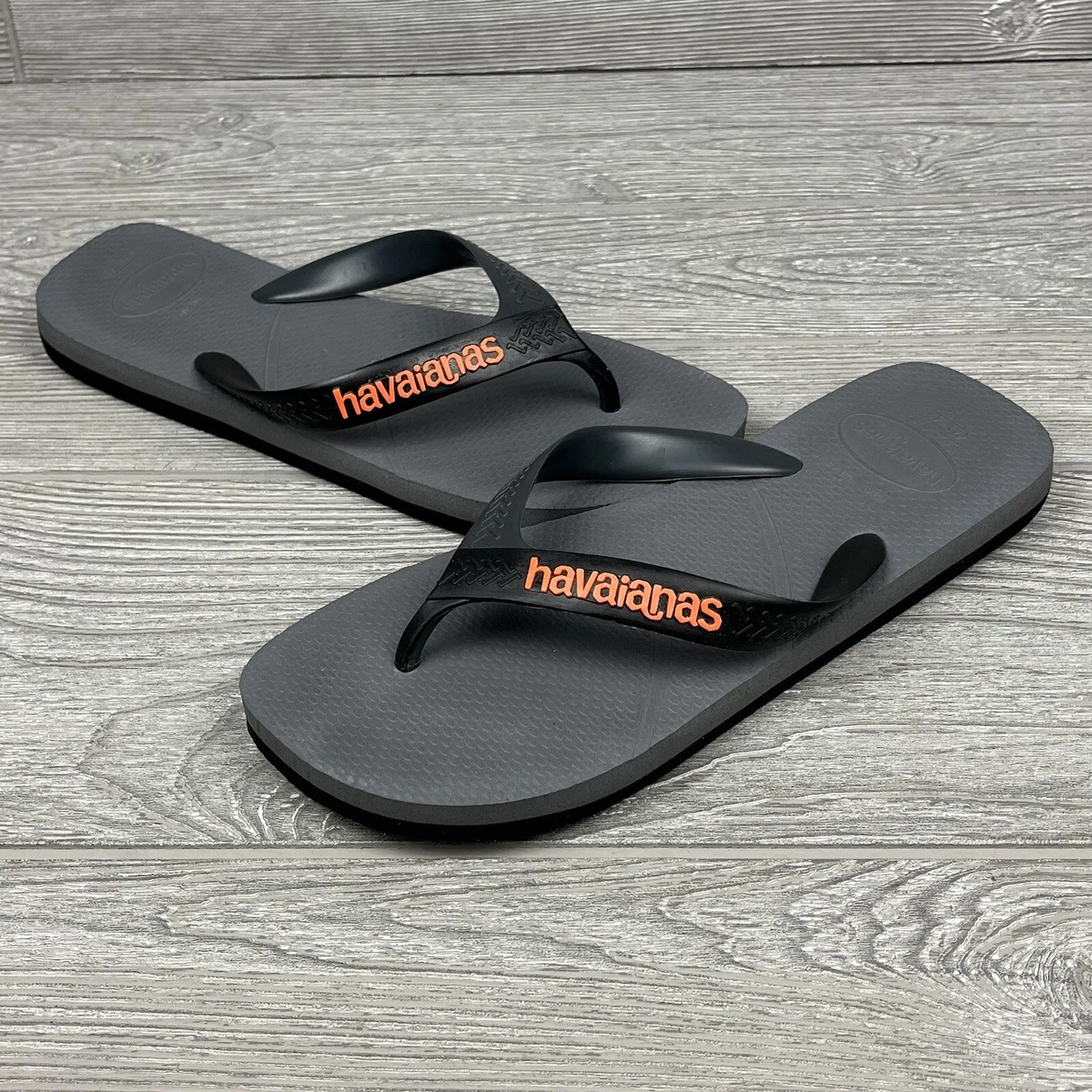 Havaianas Flip Flops Men s Size 9 Gray Black Orange Slip On Thong