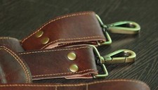 Brown Distressed Leather Replacement Shoulder Strap - Luggage / Messenger Bag