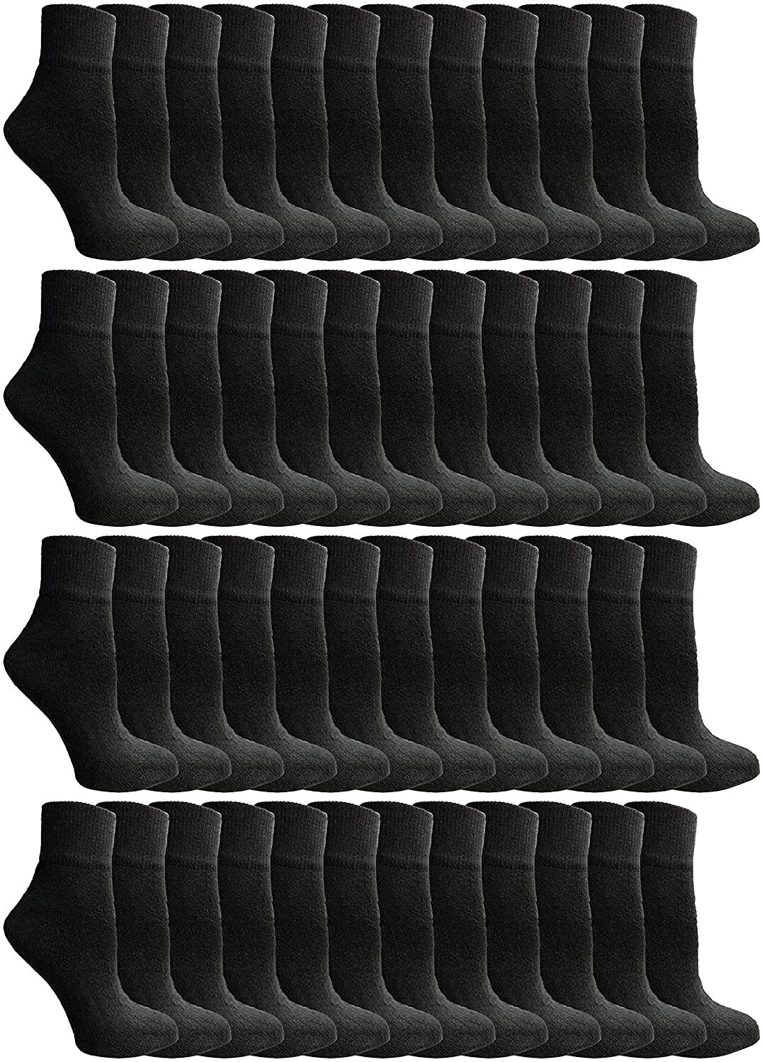 60 Pk Of Women'S Ankle Socks,Wholesale Bulk Pack Athletic Sports Socks,Black