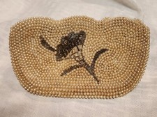 VINTAGE 'Miranda' Faux Pearl Beaded Purse Clutch Handbag Made In Japan Zip Top