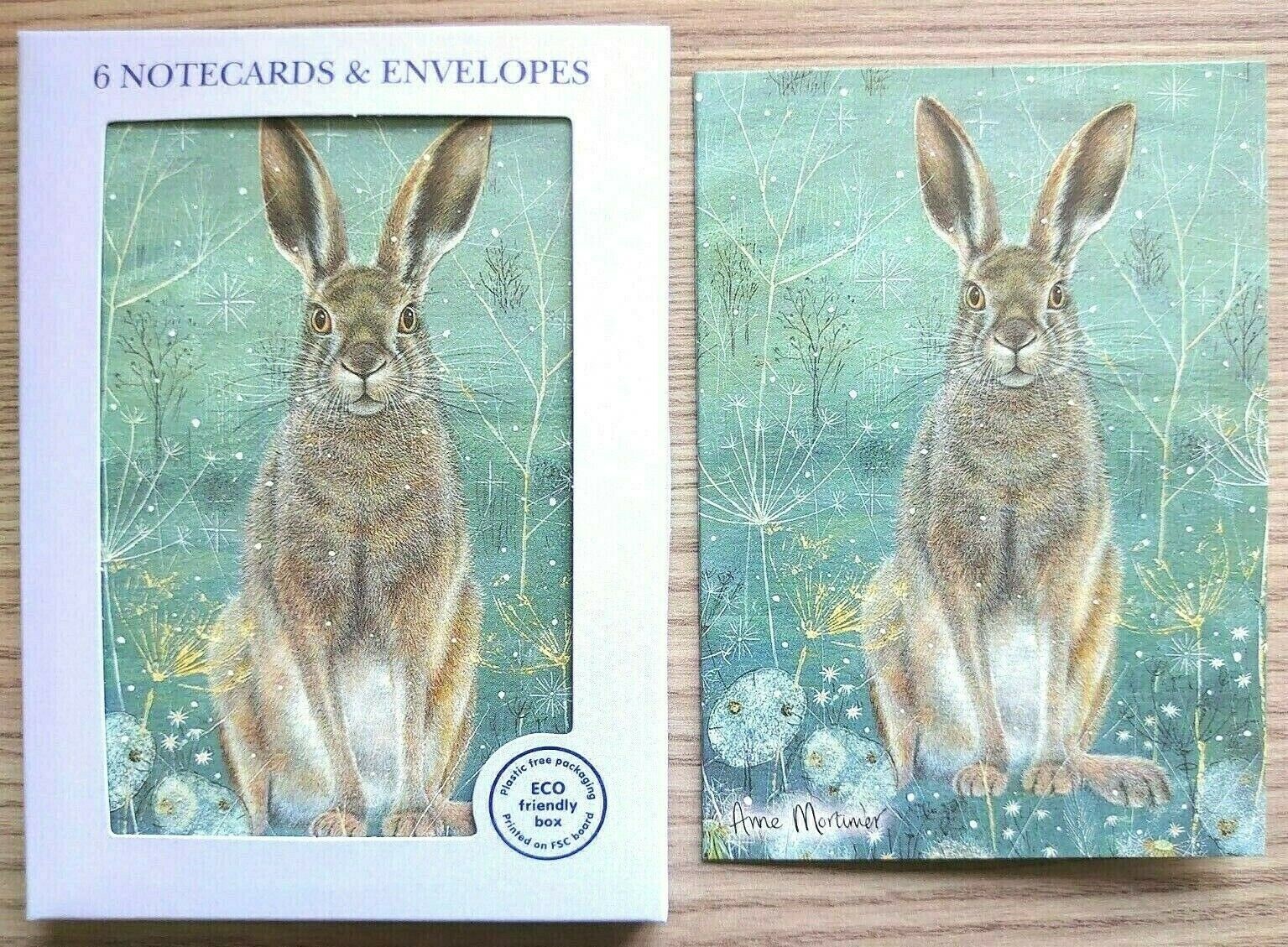 Mini Notecards - Enchanted Hare - 105 x 75mm - Pack of 6 with white envelopes