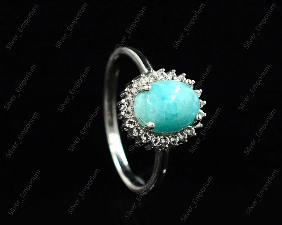 Naturale Amazonite Gemma 925 Anello Argento Sterling Orecchini Ciondolo Gioielli - Immagine 3 di 4
