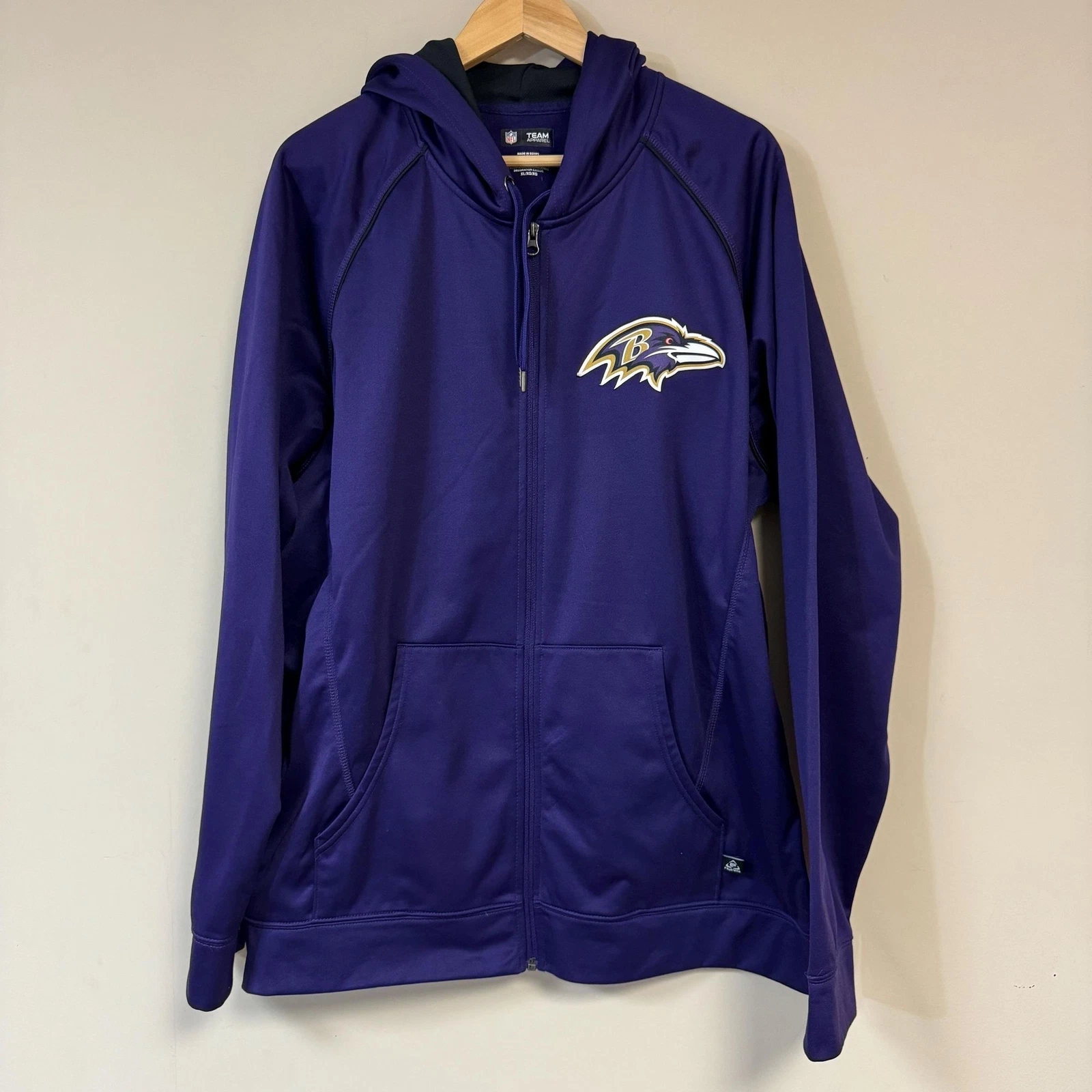 NFL Team Apparel Baltimore Ravens Hoodie Men's XL Full Zip Sweatshirt Purple