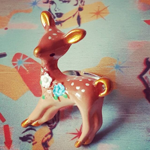 Unique VINTAGE STYLE DEER RING cute BAMBI unique GIFT boxed ADJUSTABLE retro - Picture 1 of 1