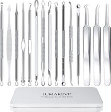 Pimple Popper Tool Kit, 15 PCS Professional Stainless Steel Blackhead Remover