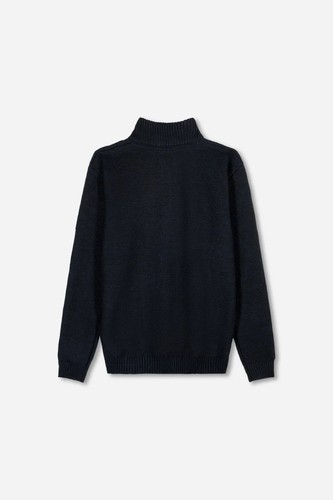 Bench Mens Palacio Quarter Zip Funnel Neck Jumper - Navy Marl - Picture 2 of 5