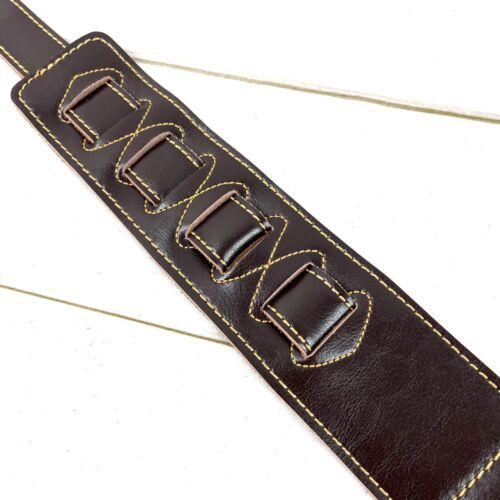 Walker & Williams C-22 Extra Wide Double Padded Dark Brown Leather Guitar Strap - Picture 12 of 14