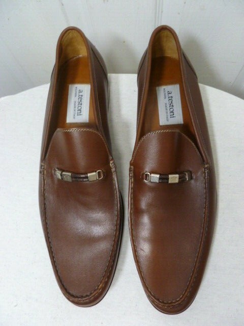 A Testoni Classic Brown Leather Men\'s Dress Shoes a.testoni dark tan formal oxford Captoe dress shoes. Size  main image 4