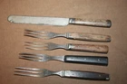 Original U.S. Civil War Era Mess Forks and Mess Knife w/Wood Riveted Handles