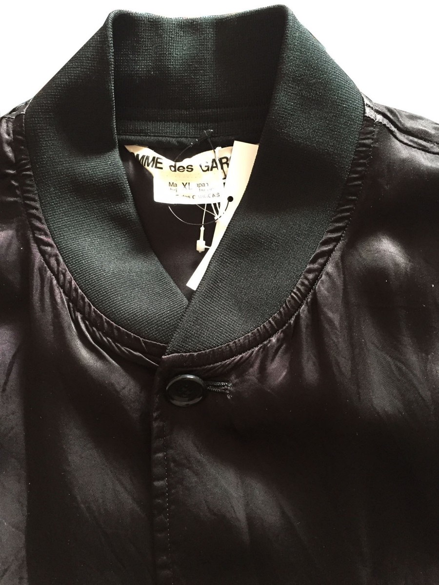 COMME Des GARCONS Long Satin Staff Coat Black CDG Logo 1986