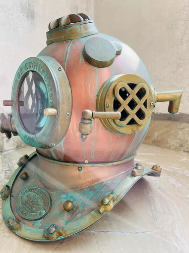 Full 18"Diving Helmet Navy Mark V Deep Sea Scuba Divers Antique Helmet With Base - Picture 2 of 7