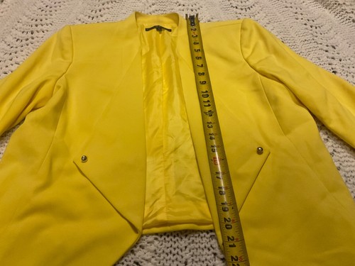 Preston & York Bright Yellow Open Front Blazer Jacket Size 10 - Picture 3 of 8