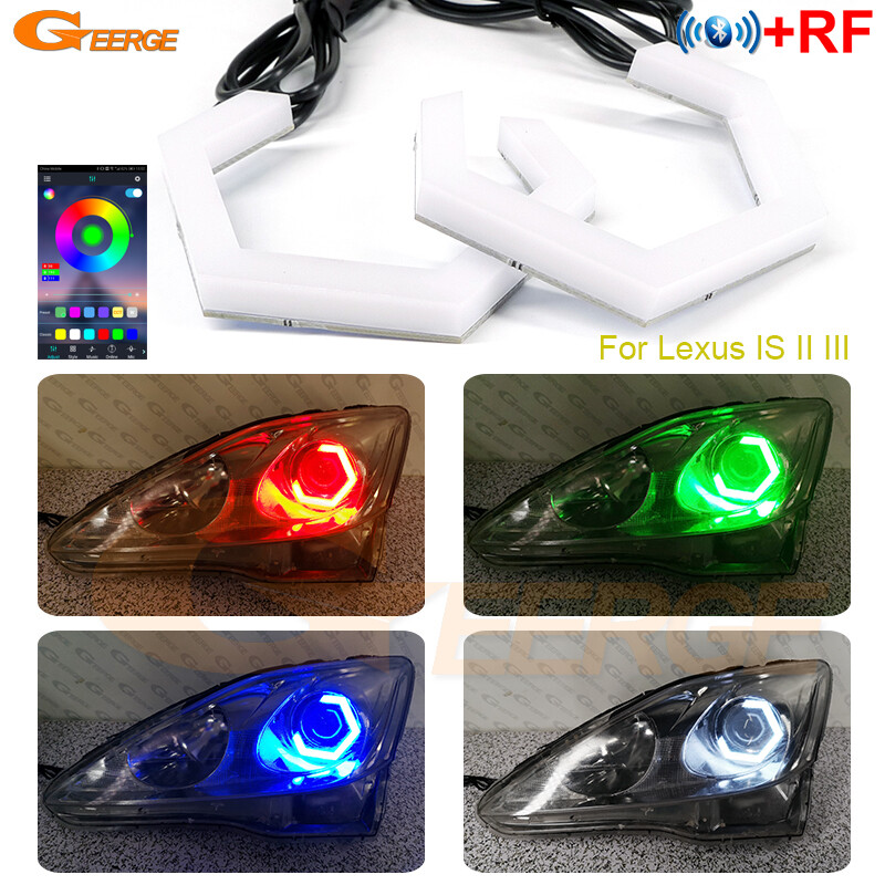 For Lexus IS 250 300 350 Hexagon LED RGB Angel Eyes Hex Halo Rings