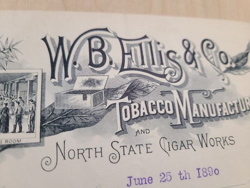 1890 Antique Document, Avec B. Ellis Tabac Co Nord État Cigare, Signé 6 - Photo 5 sur 5