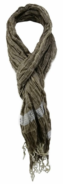 Tigertie Schal In Braun Blau Beige Gestreift Mit Fransen - Gr. 180 X 50 Cm-image