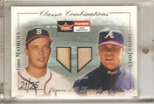 2001 FLEER PLATINUM MATHEWS/JONES CLASSIC COMBINATIONS RELIC BASEBALL CARD /25