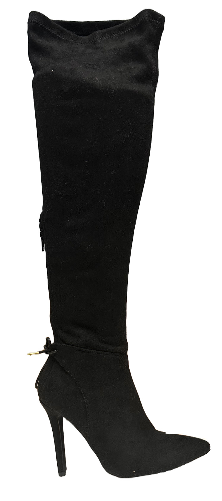 Botas elásticas Qupid Milia-111X tacón de aguja punta puntiaguda hasta la rodilla