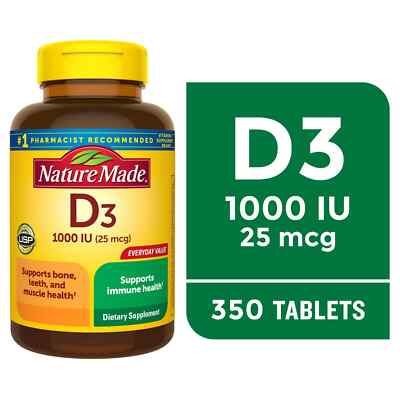 Nature Made Vitamin D3 1000 IU (25 mcg) Tablets, Dietary Supplement