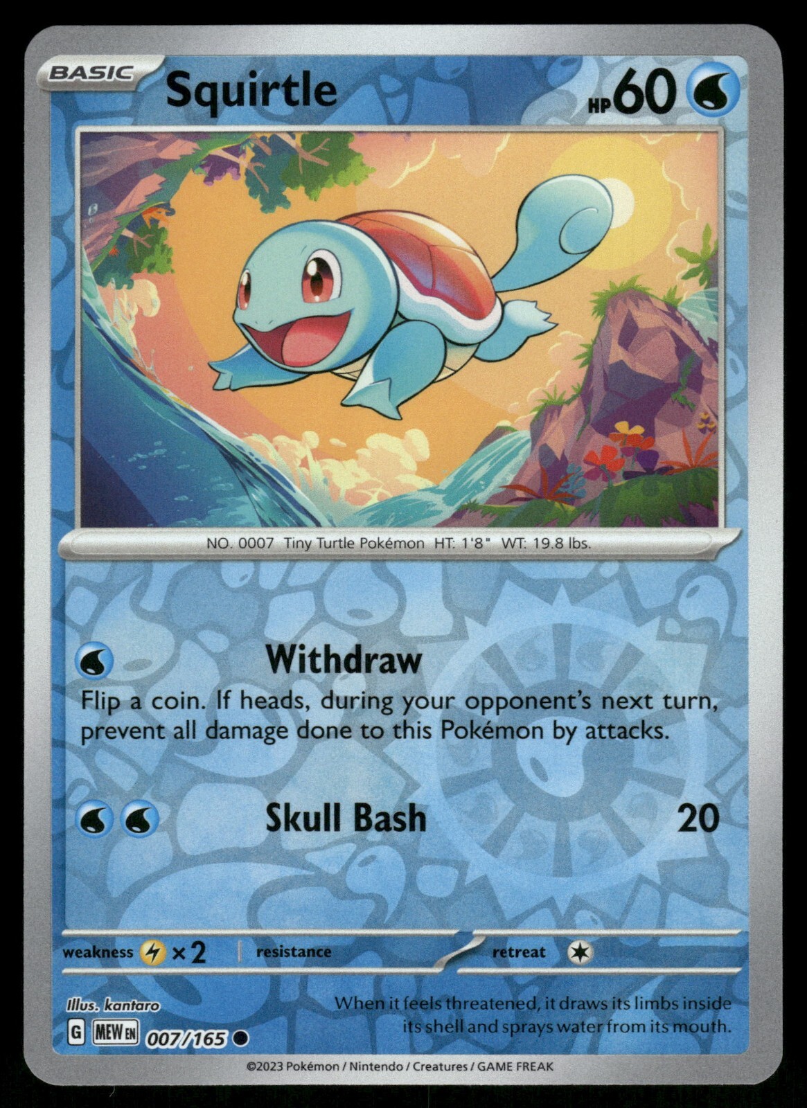 Squirtle Reverse Holo NM 007/165 Scarlet & Violet 151 Pokemon Card