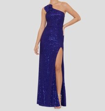 Blondie Nites Women's Juniors Blue Sequined One-Shoulder Gown Dress Size 3