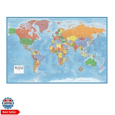 World Premier Wall Map Poster Mural 24h x 36w Paper Folded