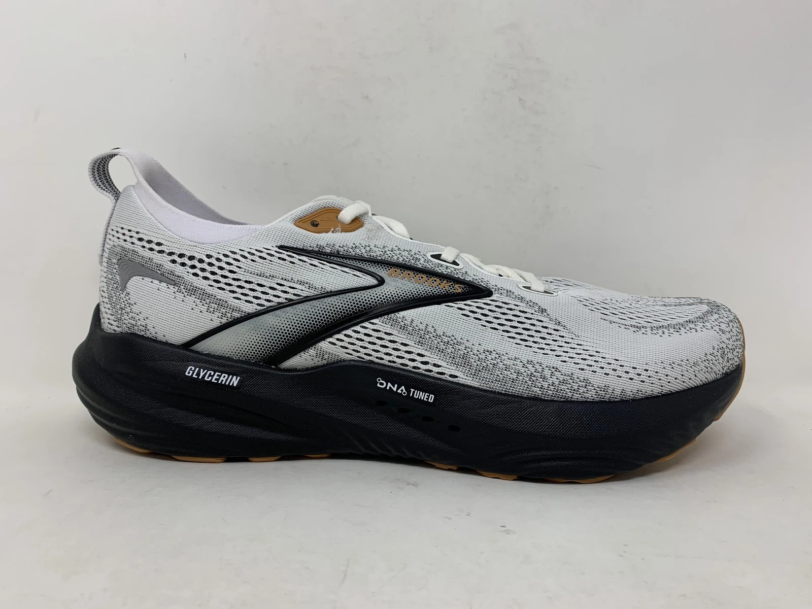 Men's Brooks Glycerin 22, White/Grey/Black, 11 D Medium US
