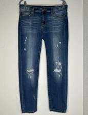Judy Blue Relaxed Farrah Jeans Womens 13/31 Blue Mid Rise Distressed Relaxed Fit