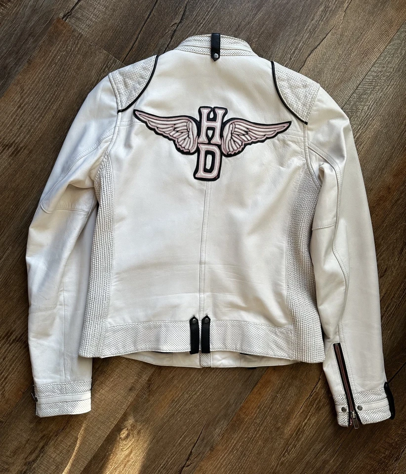 Harley Davidson | Women Medium | Lambskin White Leather Jacket | Cottonwood - Image 2 of 4