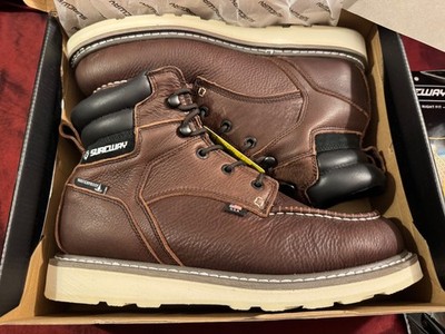 *Read* SUREWAY 6'' Men's Heavy Duty Leather Soft Toe Work Boots Brown Size 13 US