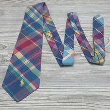 Polo Ralph Lauren - Vintage Neck Tie Pony Stitch Logo Plaid Cotton - Made in USA