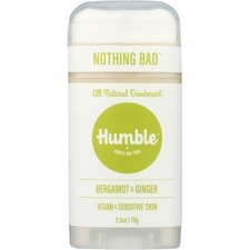 Humble Brands Natural Deodorant Vegan  Sensitive Skin Bergamot  Ginger 2.5 Oz