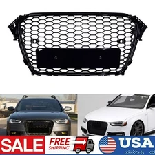 Front Bumper Honeycomb Grille Mesh RS4 Style Black For 2013-2015 Audi A4 S4 B8 
