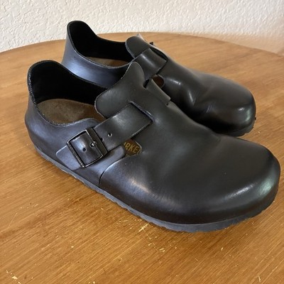 Birkenstock London Black Oiled Leather Clogs Shoes EU 39 US W8 M6 Nice!
