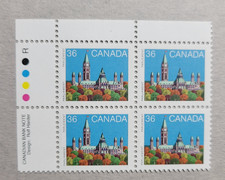 canada stamp #926Biii - Parliament Buildings 1987 36¢ Rolland paper LF/NF MNH OG
